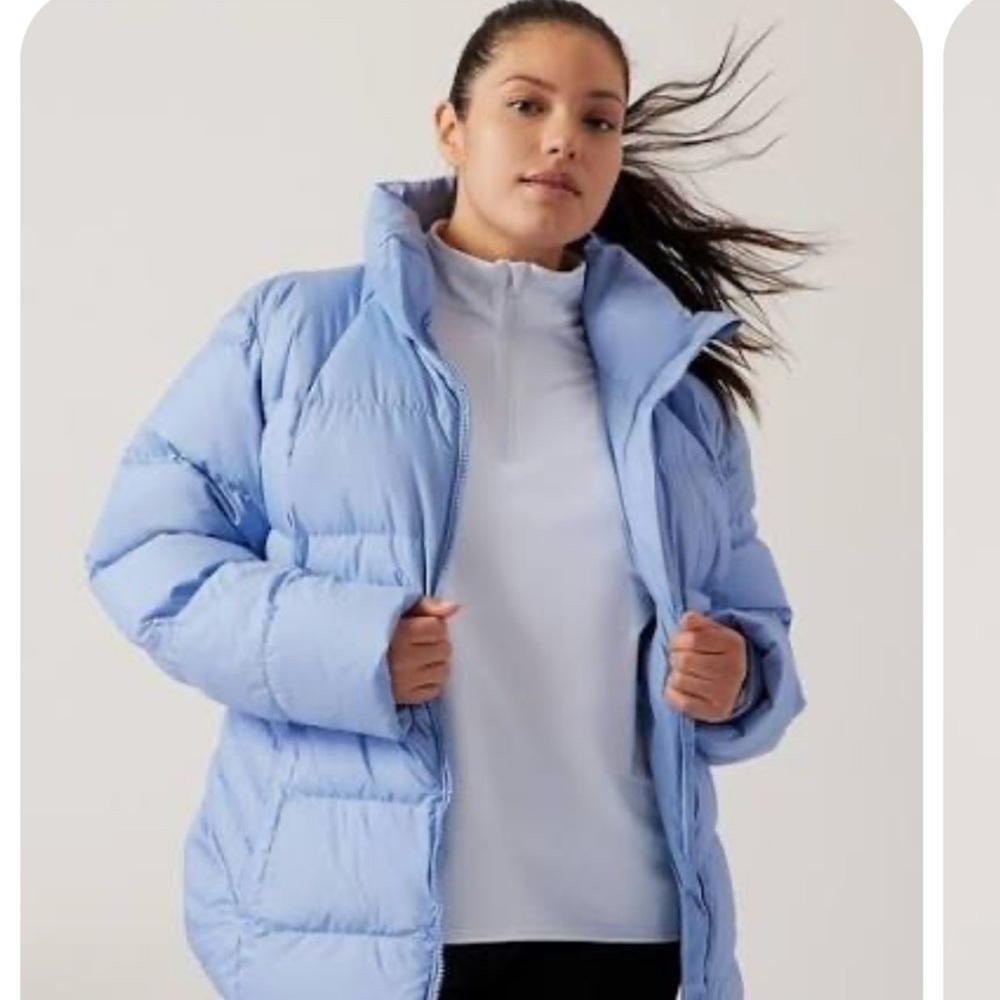 Athleta Blue Downtown Puffer Jacket Small